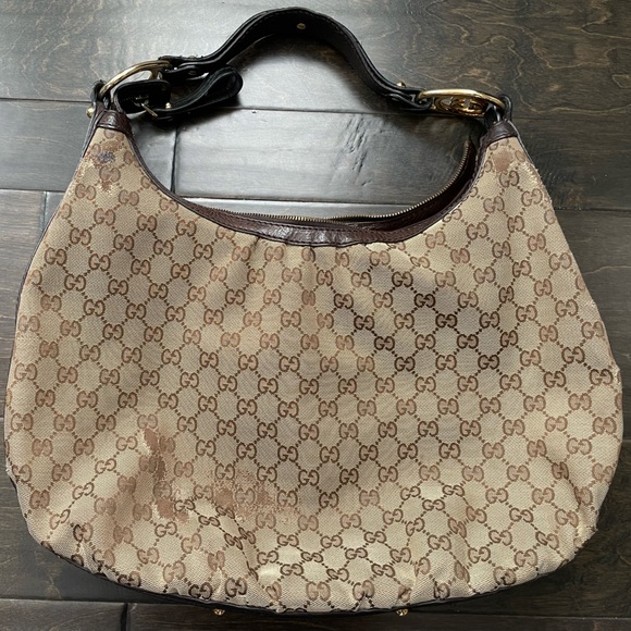 Gucci purse bag GG interlocking hobo canvas medium tan. Authentic - Picture 5 of 11